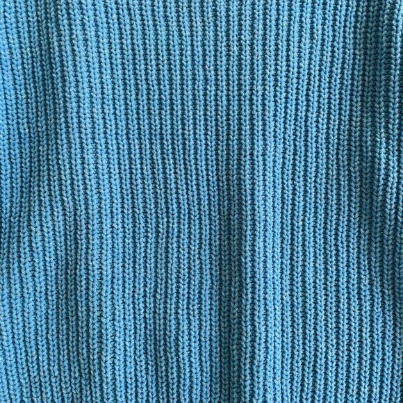DKNY Y2K Metallic Blue Cropped Knit Sweater Mock Neck Medium - Picture 2 of 8